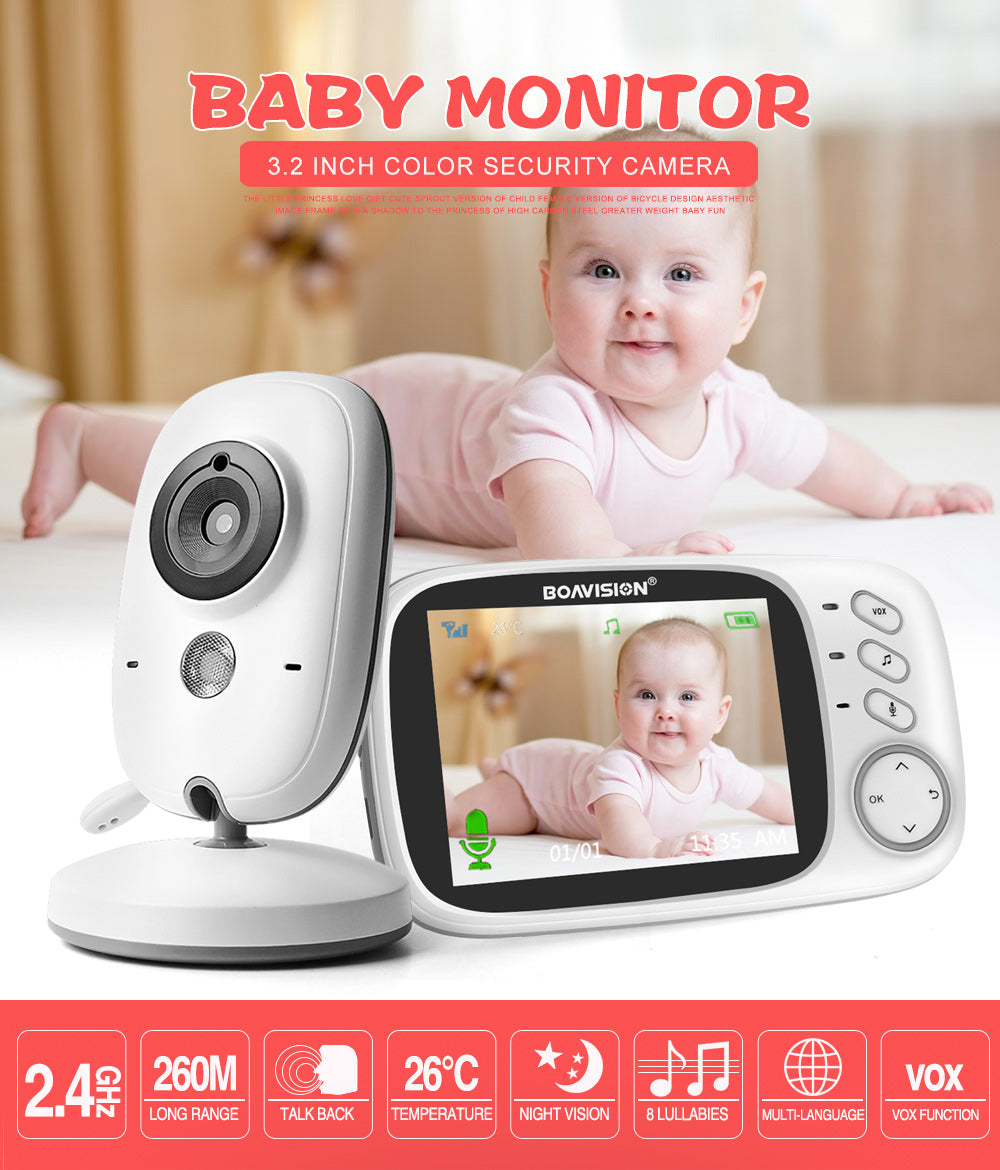 Baby Monitor 2.4G Wireless 3.2-inch high-definition LCD