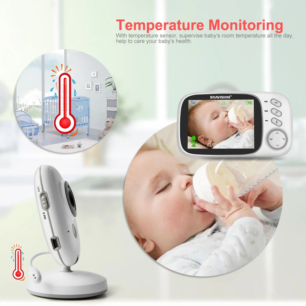 Baby Monitor 2.4G Wireless 3.2-inch high-definition LCD