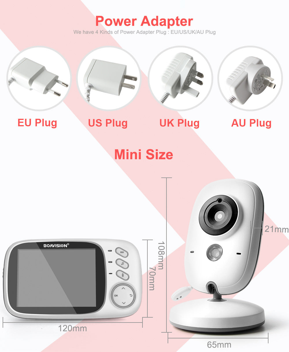 Baby Monitor 2.4G Wireless 3.2-inch high-definition LCD